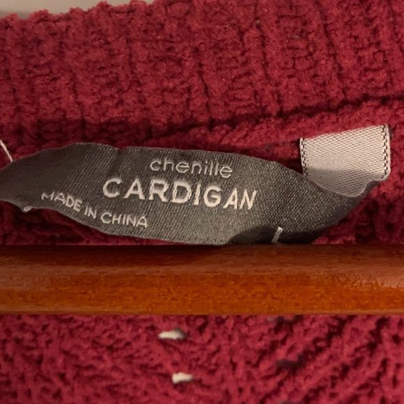 Ladies Chenile Cardigan Woven Sweater - Picture 3 of 4